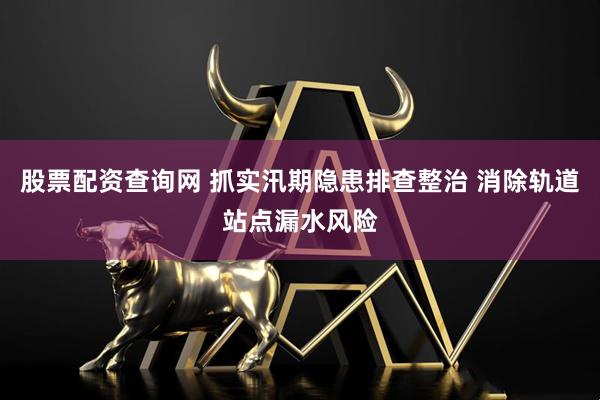 股票配资查询网 抓实汛期隐患排查整治 消除轨道站点漏水风险